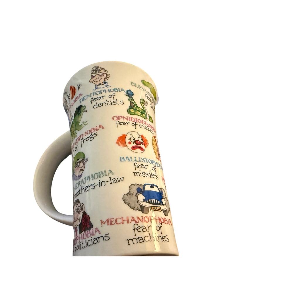 Dunoon “Phobias” Mug Scotland Fine Bone China Funny Illustrated Coffee Cup